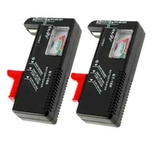 2 Pack Battery Tester Checker Monitor for AA, AAA, C, D, 9V & Small Batteries