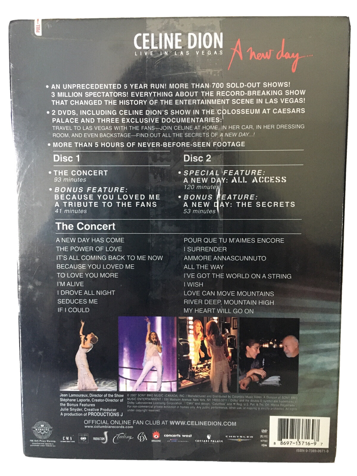 Celine Dion A New Day Live in Las Vegas (DVD, 2007) 2Disc Set! New