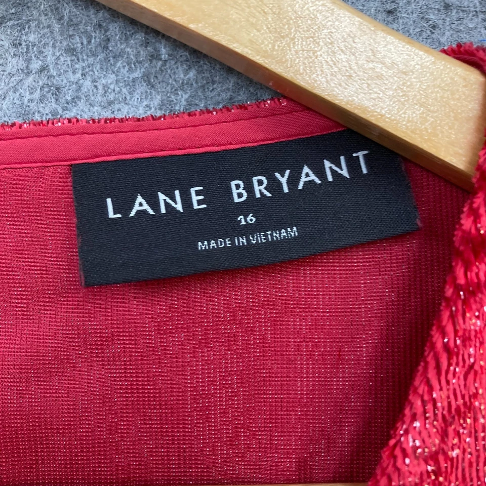 Lane Bryant Top Womens 16 Red Velour Short Sleeve Round Neck Blouse 11834 - image 4 of 4