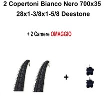 2 Copertoni Bici 28 City Bike 700x35 28x1 5/8 3/8 Bianco Nero +2 Camere Omaggio