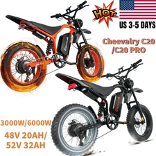 6000W E-Motorcycle 20'' 20AH 32AH 52V Electric Dirt Bike  37MPH E-Mountain Bike