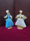 Two Vintage Murano Glass Figurines 9.5" Tall  Uranium Glass