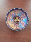 Pretty Blue Northwood Carnival Glass Peacock & Urn Small Ice Cream Bowl