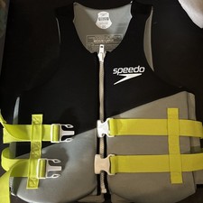 Speedo Adults Swimming Life Jacket Vest PFD USCG 14 YR Black/Lime