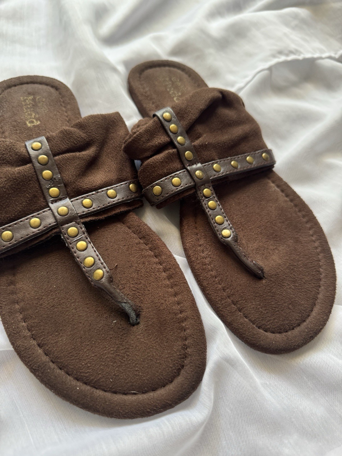 APL Sandali con borchie fango donna Y2K ballerine taglia 7 8 marrone