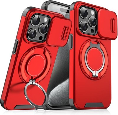 Case with Slide Camera Cover&Rotatable Ring Kickstand,Shockproof Case for iPhone