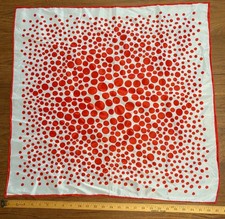 vintage square scarf Nasharr Fr res Ltd. polyester red dots on white field