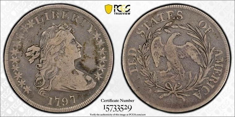 1797 $1 Draped Bust Dollar 10x6 Star PCGS F 15 #3529