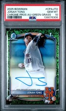 2025 Topps Bowman Chrome Pros Auto Jonah Tong 1st Green Grass 08/99 PSA 10 CN21