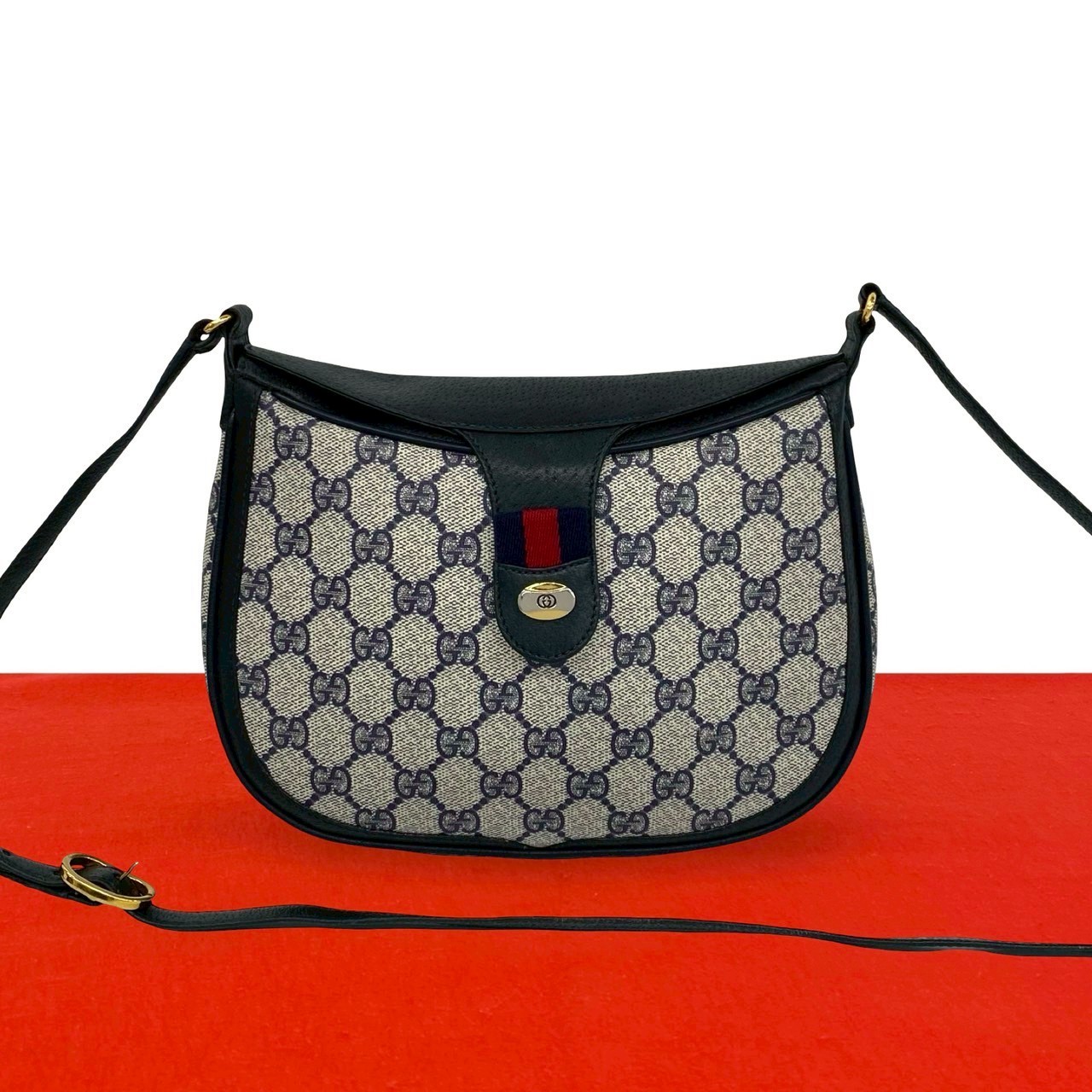 Borsa a tracolla Gucci linea Sherry GG modello logo pelle PVC Navy 329-6