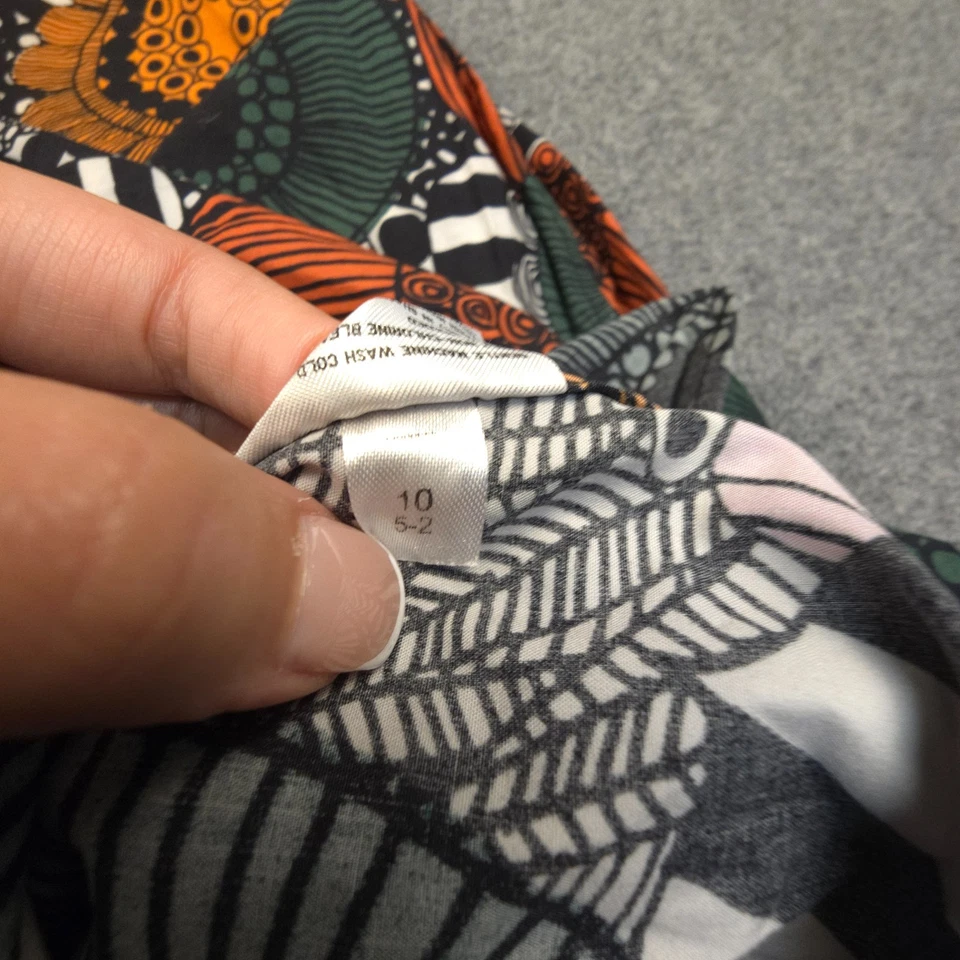 Marimekko Dress womens 10 orange Uniqlo floral Mini Sleeveless A-Line Size 10 - Image 4 of 4