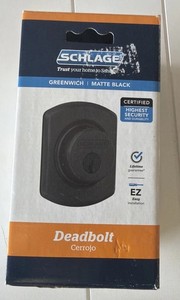 Schlage B60N G GRW 622!Greenwich Deadbolt Exterior Door Lock Matte Black No Keys