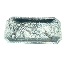 Vintage Aluminum Tray Bamboo with a Frog Arthur Court 6" x 12" 2000