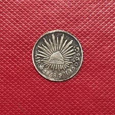 1858 Mo Mexico City Mint 1/2 Real Cap Rays Silver Coin
