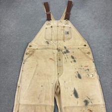 Carhartt Dungarees Adult 40x28 Tan Overalls Bib Double Knee Canvas Duck Men