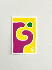 Dipinto acrilico originale su cartolina OOAK nove partizioni #0014 firmato