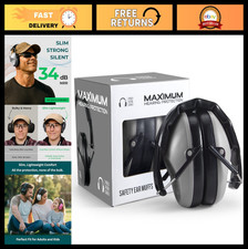 High NRR 34dB Hearing Protection Ear Muffs   Compact Design for Loud Events  Se