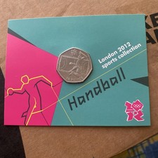 2012 London Olympic Sports 2011 Handball 50p Coin UNC Sealed In Card