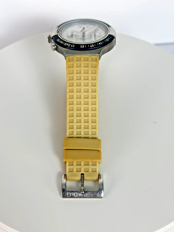 D&G Dolce & Gabbana Time Chronograph Watch Quartz Silver Dial Beige Strap - image 3 of 4