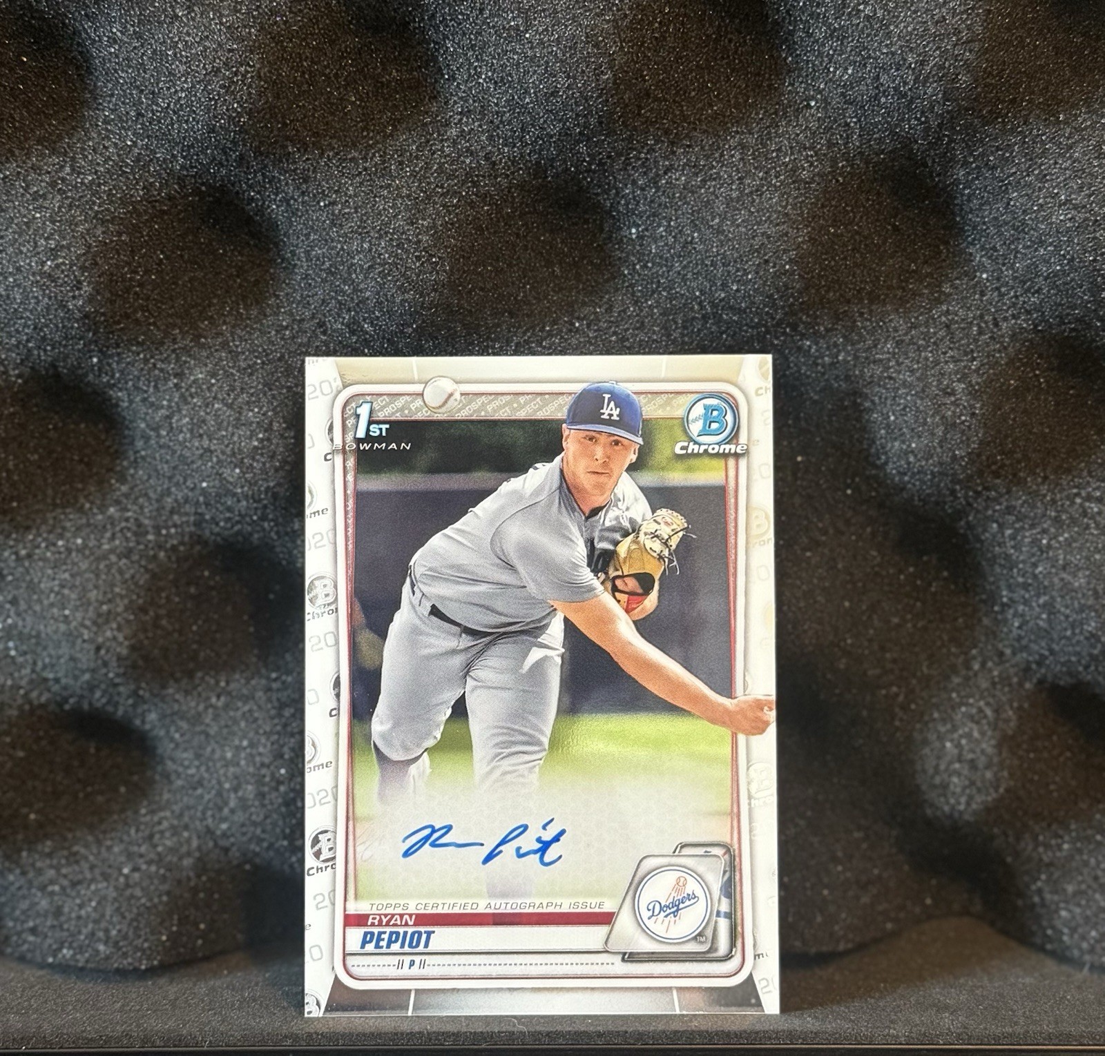 2020 Bowman Chrome Prospect Autographs Ryan Pepiot 1st Bowman #CPA-RPE Rays