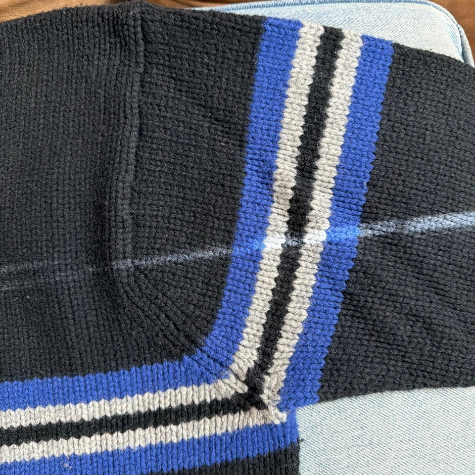 Suéter RL Polo Sport Años 90 Vintage Universitario Rayas Cuello en V Mezcla de Lana Talla XL Foto 4 de 4