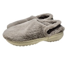 Crocs 9 Classic Unfurgettable Clog Gray Faux Fur Casual Comfort Slipper Warm