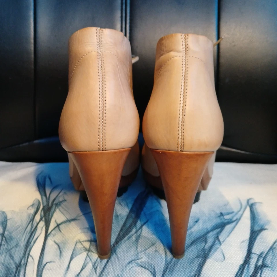 Botines con cordones Vic Matie de tacón alto talla 37 Vero Cuoio hechos en Italia EE. UU. 6,5/7 Foto 4 de 4