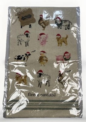 Mud Pie Home FLEECE NAVIDAD Farm Farmhouse Barnyard Animal Hand Towel New