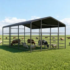 13x20ft Galvanized Livestock Shelter Metal Cattle Shed Steel Barn Horse Goat