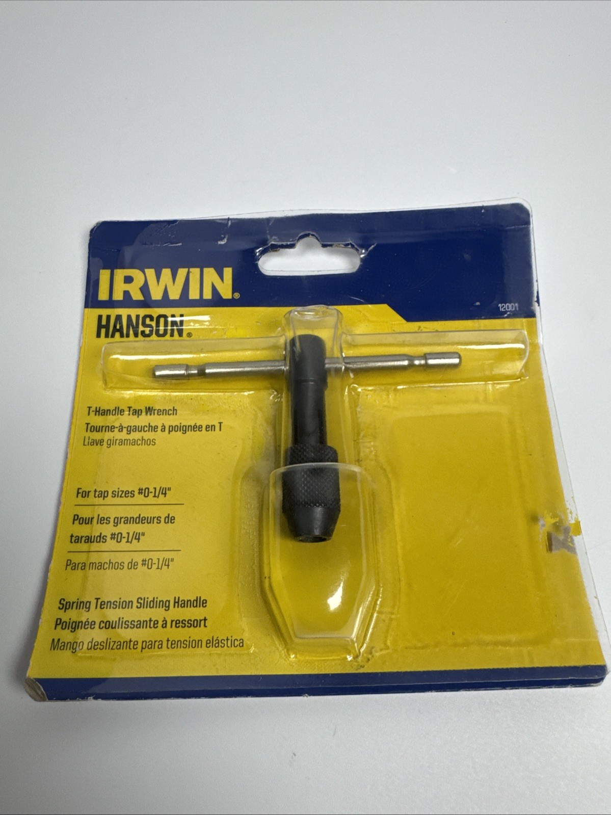 Irwin/Hanson 12001 Tap Wrench T-Handle for tap sizes #0-1/4"  NEW