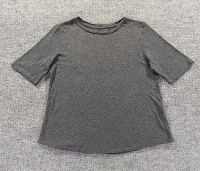 Eileen Fisher System Organic Cotton Melange Elbow Tee Women's Size P Small Gray
