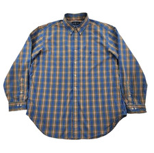 Ralph Lauren Classic Fit Shirt Men's 17 1/2 - 34/35 Blue Orange Plaid EUC Luxe