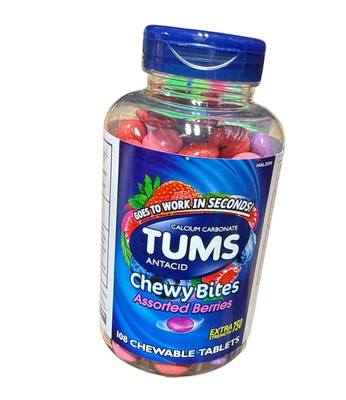 Tums Chewy Bites Assorted Berries 750 Mg ES Antacid - 108 Chewable Tablets