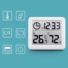 Digital Thermohygrometer Indoor Temperature Humidity LCD Wall Clock Ultra-Thin