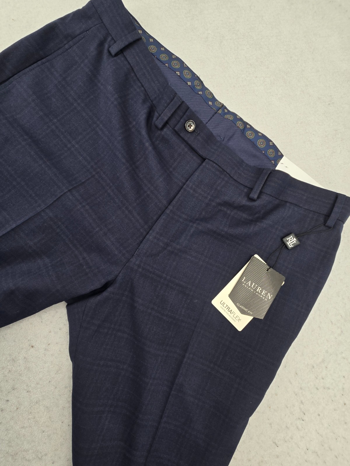 Lauren Ralph Lauren Dress Pants 40X30 Blue Plaid Ultraflex Wrinkle Resistant Men thumbnail 8