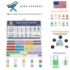 100PCS Micro2 Blade Fuse Kit Automotive Car Truck SUV Boat Electrical Protect