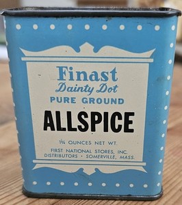 Vintage Finast Dainty Dot Allspice Metal Tin