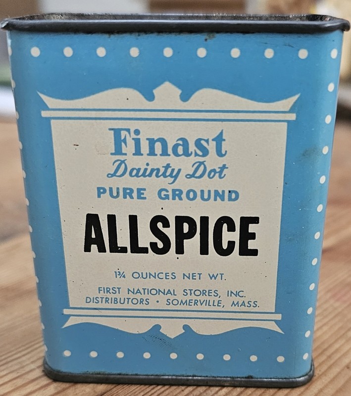 Vintage Finast Dainty Dot Allspice Metal Tin