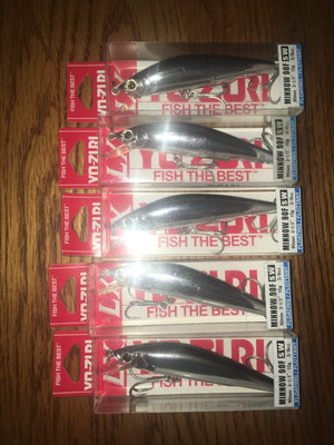 YO-ZURI LX MINNOW 90F=3-1/2''=3/8oz=LOT OF 5 SILVER BLACK COLORED FISHING LUREs