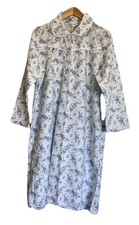 Daisy Dreams Long Nightdress White/Blue Floral 100% Cotton Size 16/18