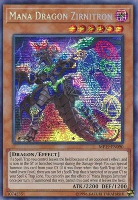 1 x Mana Dragon Zirnitron - MP19-EN090 - Prismatic Secret Rare - Unlimited Editi