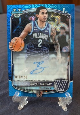 2025-26 Bowman 1st Chrome Bryce Lindsay Blue Mojo Refractor Auto 18/150 #CPA-BL