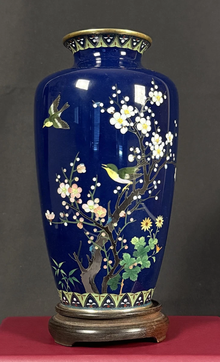 蓝色日本古董花瓶| eBay