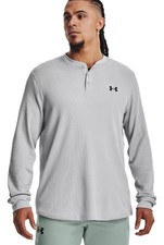 Under Armour Men's UA Waffle Henley Long Sleeve Shirt Mod Gray 1302356