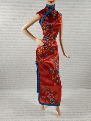 EVENING W ~ 1/6 RED SATIN DRESS MODEL MUSE DOLL LUNAR NEW YEAR CHEONGSAM GOWN
