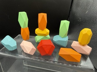 Montessori Waldorf Holz Regenbogen Stapelsteine / Felsen / Kieselsteine Spielzeug Spielset