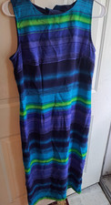 Vintage 90s Kathie Lee Collection Blue Green Geometric Shift Dress Sz 5