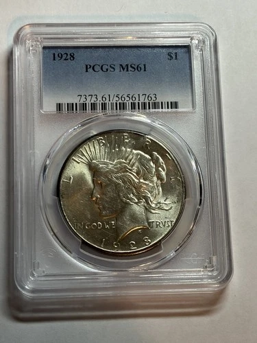 1928 Peace Silver Dollar PCGS MS61 Bright White Key Date