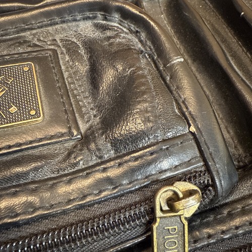 Pioneer Express Zaino Bookbag Vintage Retrò Nero Qulited Patchwork Pelle - Foto 13 di 14