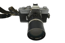 Minolta SRT 102 35mm Film Camera with MC Tele Rokkor PF 135mm Lens F2.8 Parts T